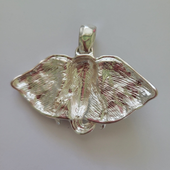 Elephant Pendant Charm Silver Plated Trunk Up 2 In Jewelry - Picture 3 of 4